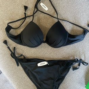 Black bikini with tassels